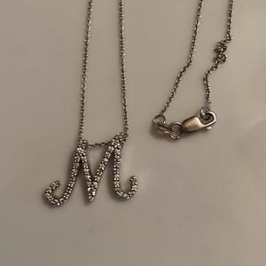 Roberto Coin Initial “M” Tiny Treasures Diamond White Gold Necklace - Genuine